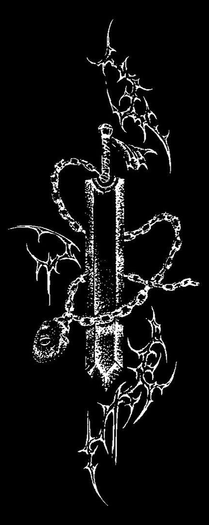 Diseño de una espada con murciélagos y cadenas